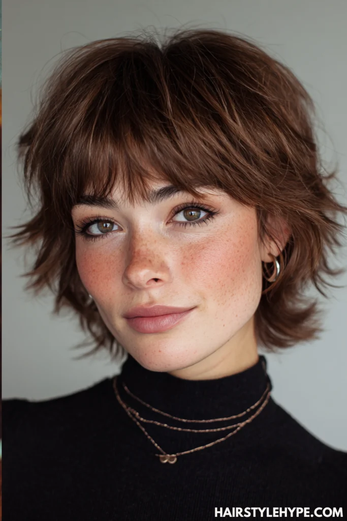Classic Short Shag with Wispy Bangs