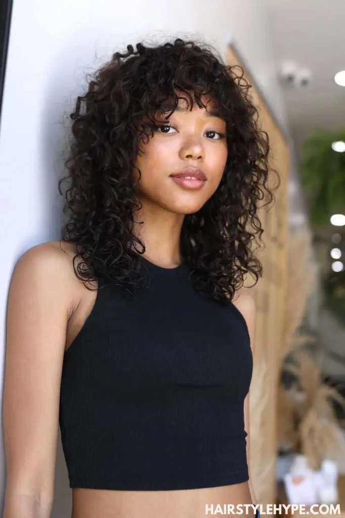 Curly Bangs with Shoulder-Length Hair