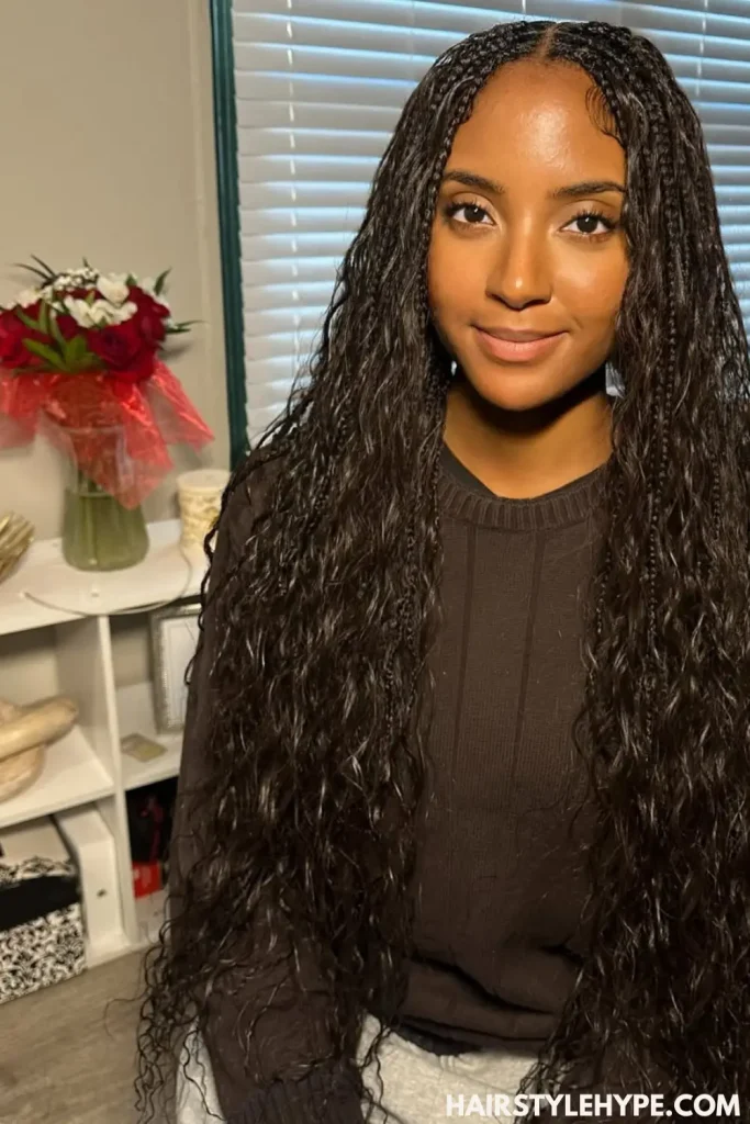 Mini Braids and Loose Curls
