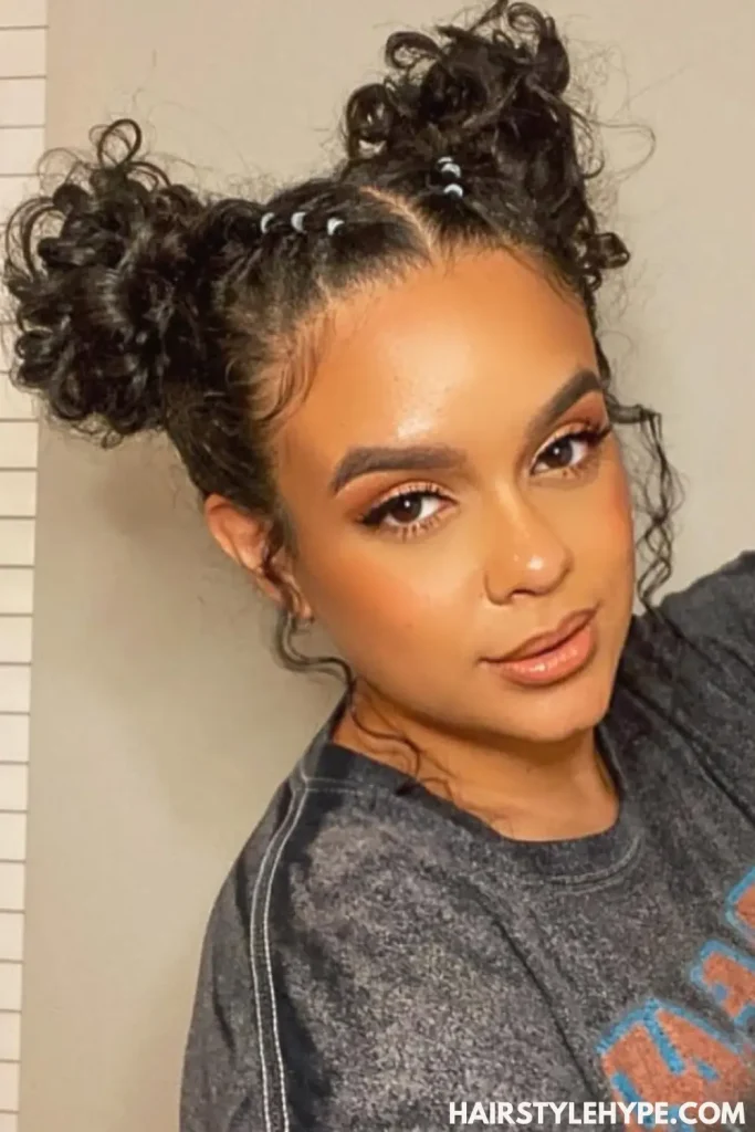 Space Buns for Curly Hair