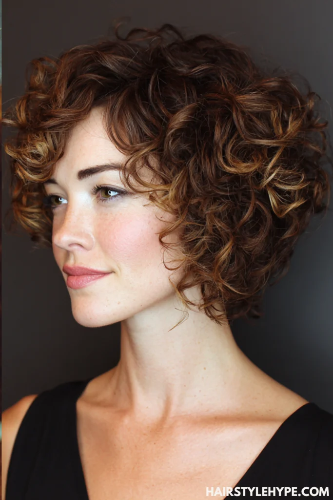 Angled Curly Bob