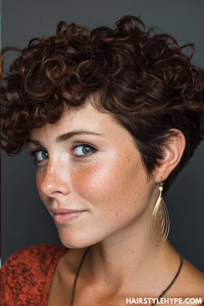 Asymmetrical Curly Pixie Cut