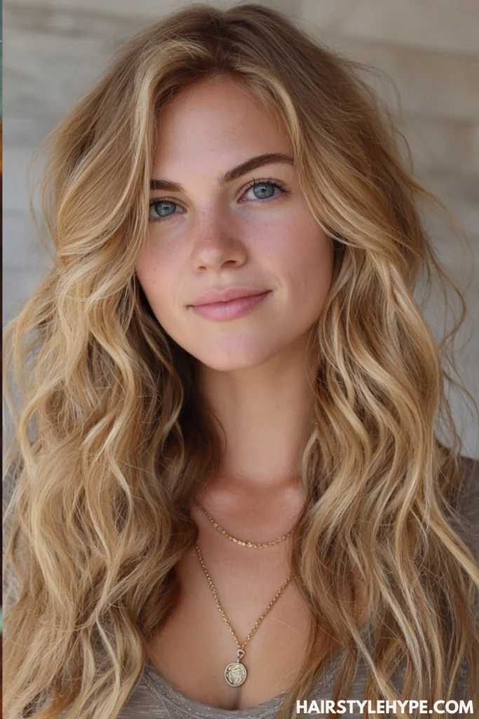 Beachy Waves with Butter Blonde Highlights