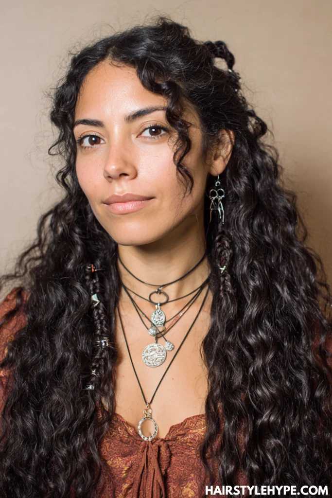 Long Curly Hair with Hair Rings