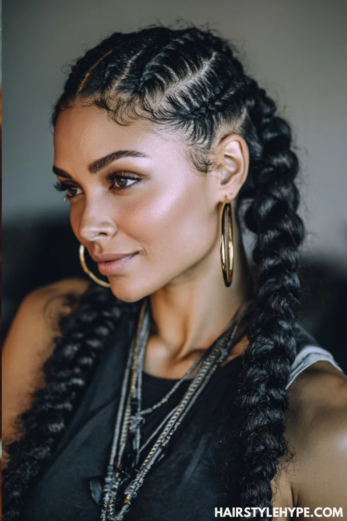 Box Braids with Taper Fade