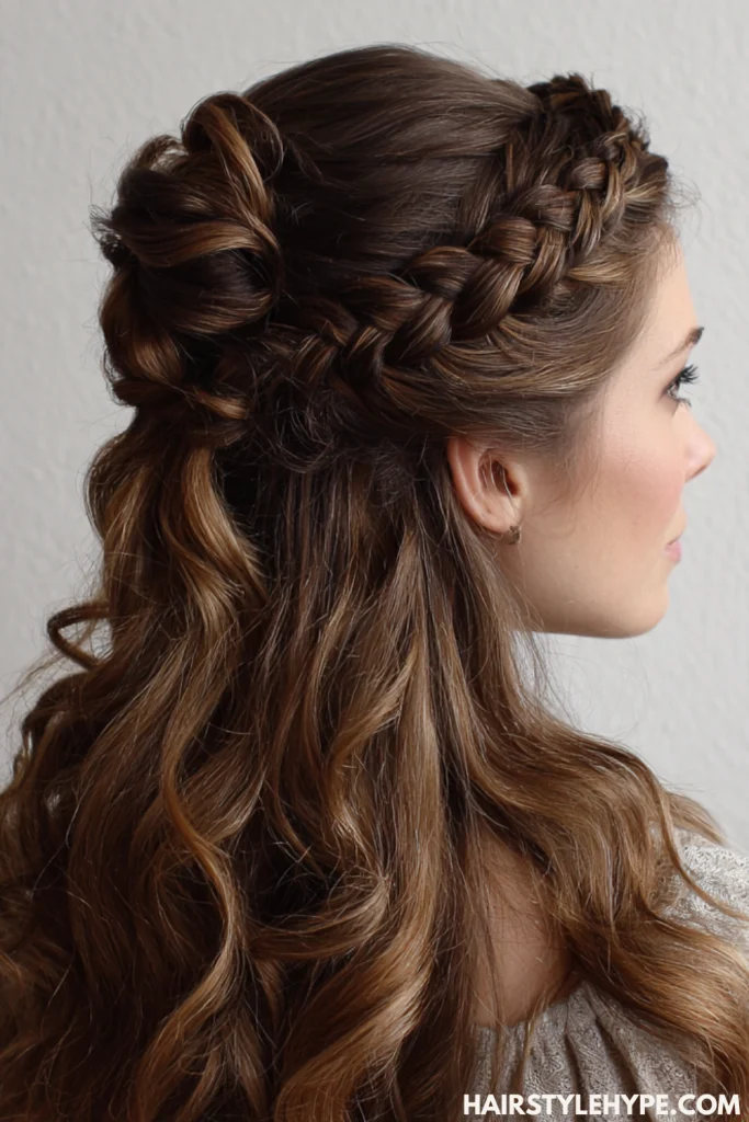 Braided Crown with Long Curls