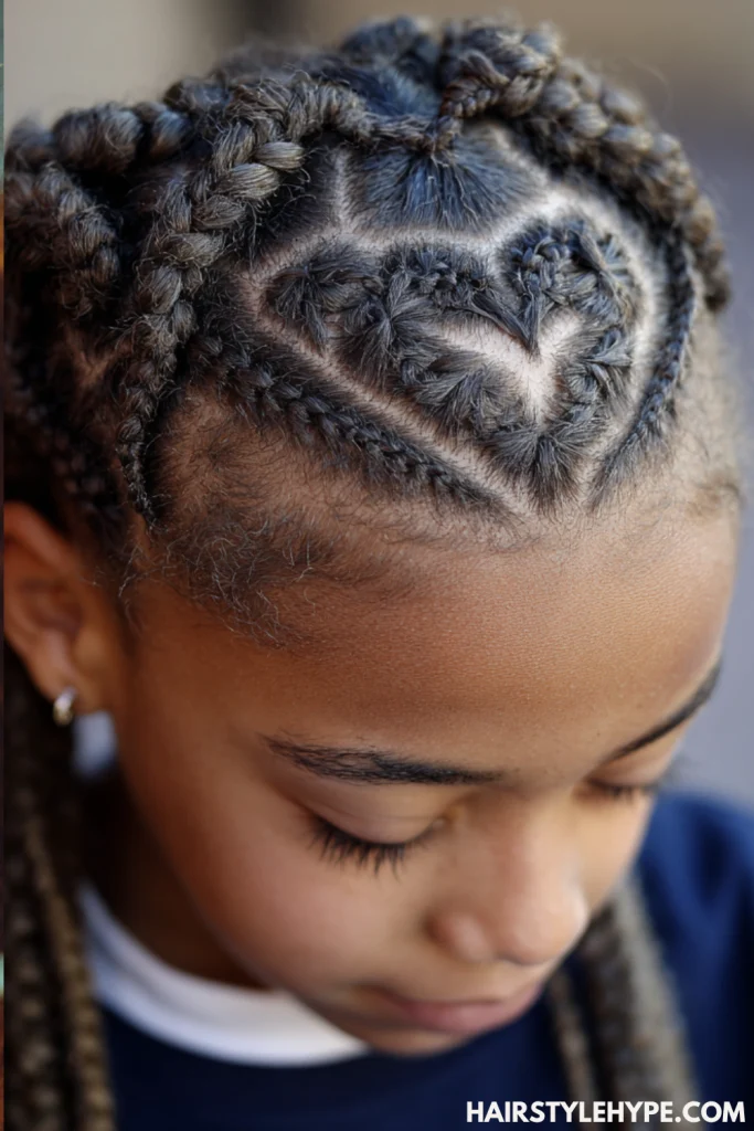 Braids with Heart Design