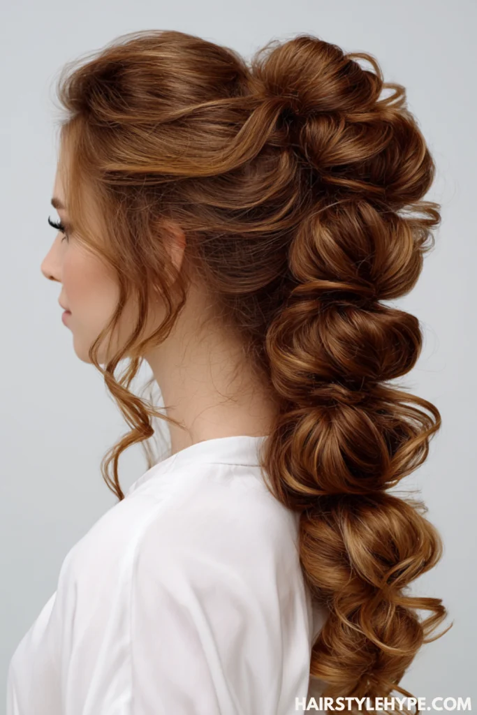 Bubble Ponytail with Curls