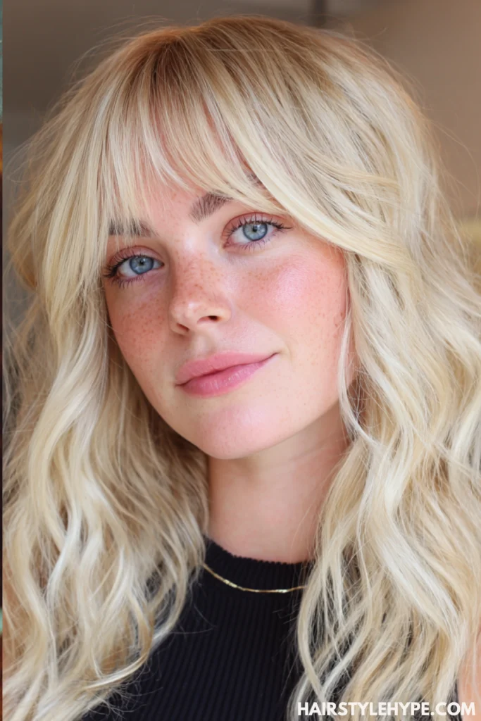 Butter Blonde Curtain Bangs