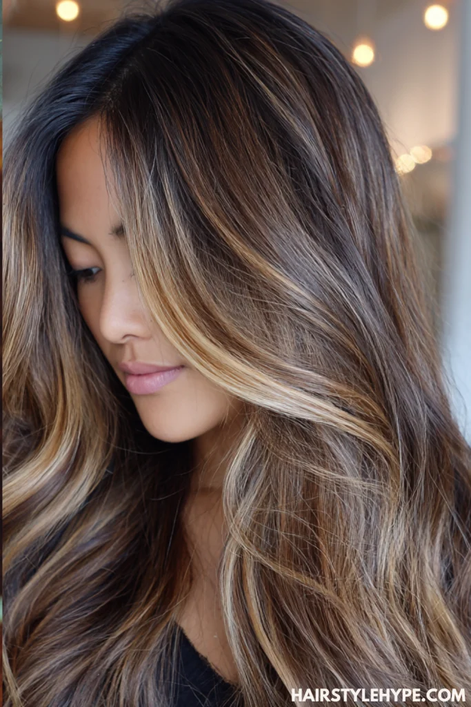 Butter Blonde Highlights on Brown Hair