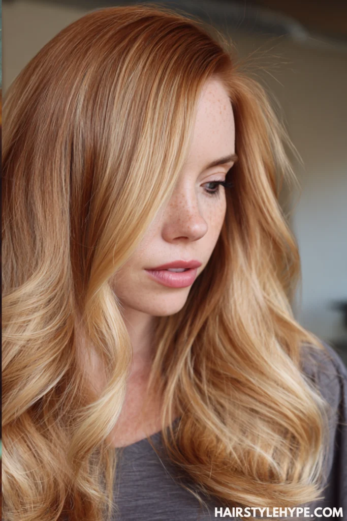 Butter Blonde Highlights on Red Hair