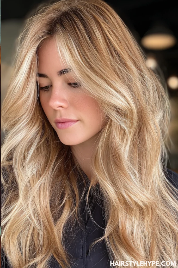 Butter Blonde Highlights with Peach Tones