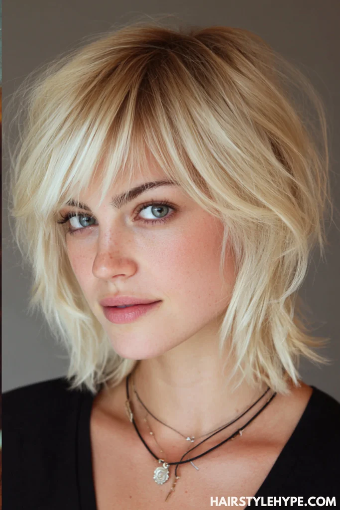 Butter Blonde Shaggy Bob