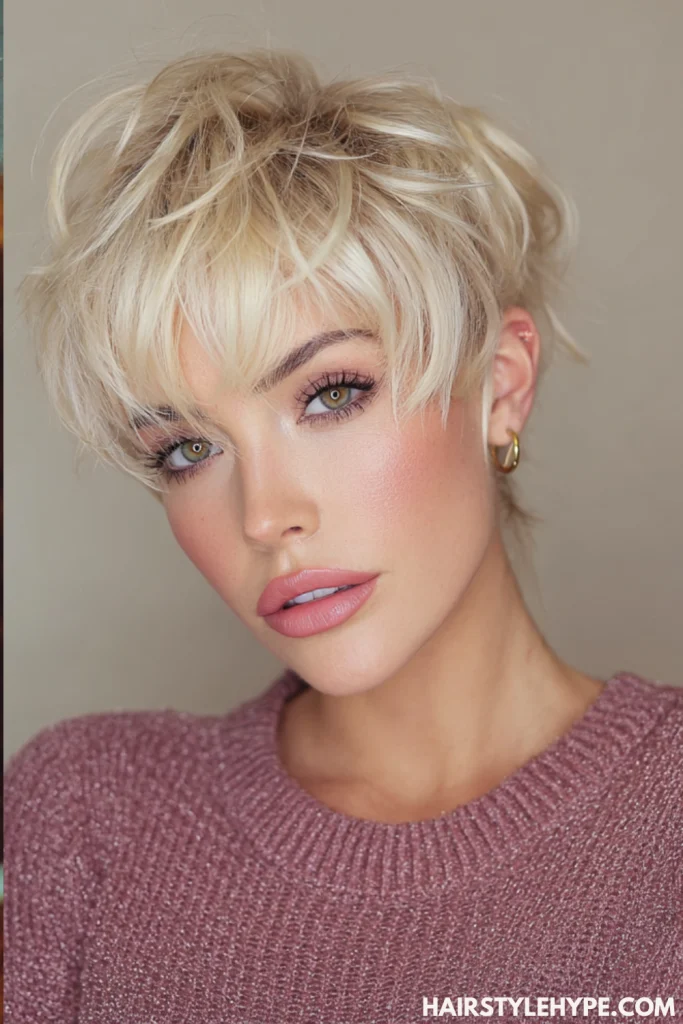 Buttery Blonde Curly Pixie