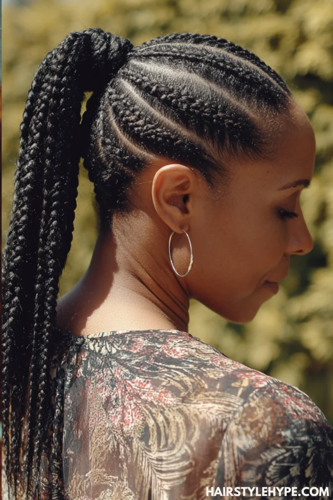 Cornrows into Ponytail