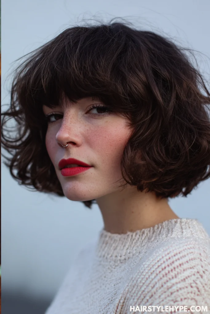 Curly Bob with Bangs