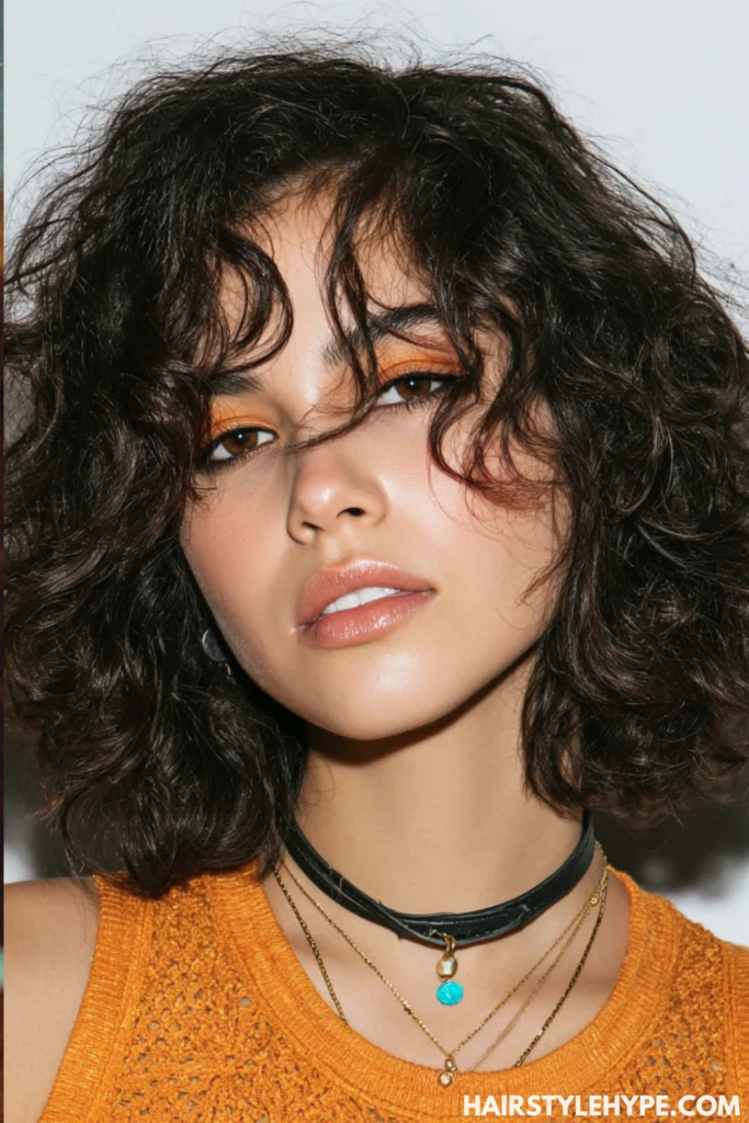 Curly Bob with Middle Part