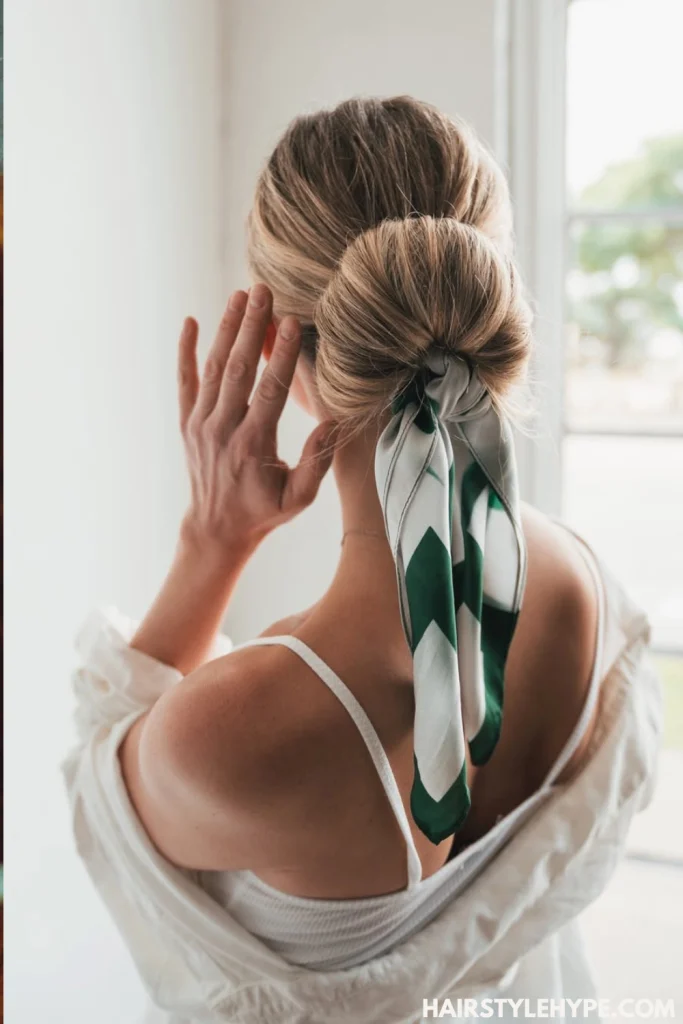 Curly Bun with Scarf