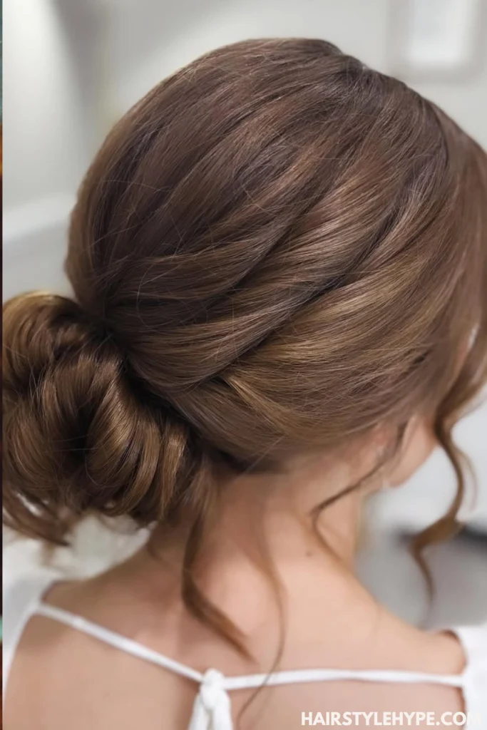 Curly Bun with Side Part
