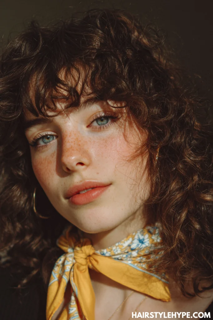 Curly Faux Bangs with Scarf