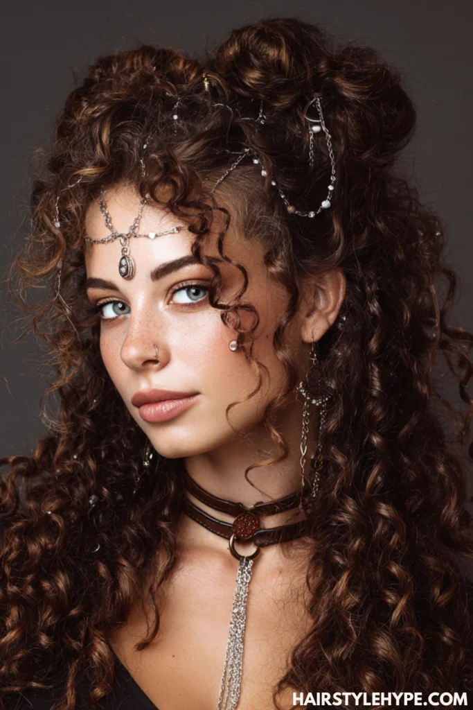 Curly Hair with Hair Rings or Accessories