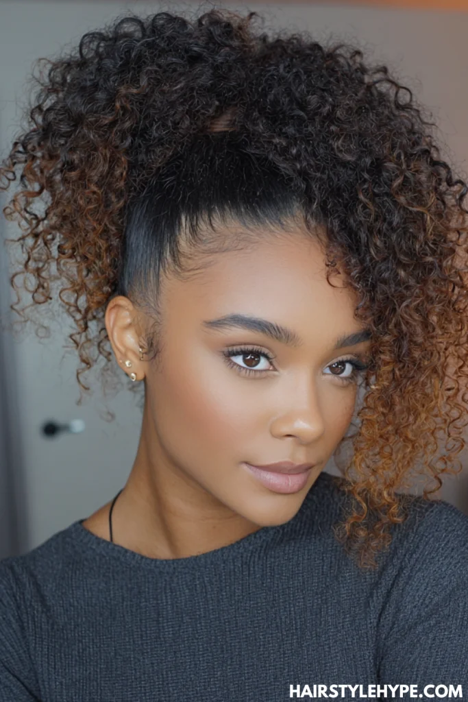 Curly High Ponytail with Edge Control