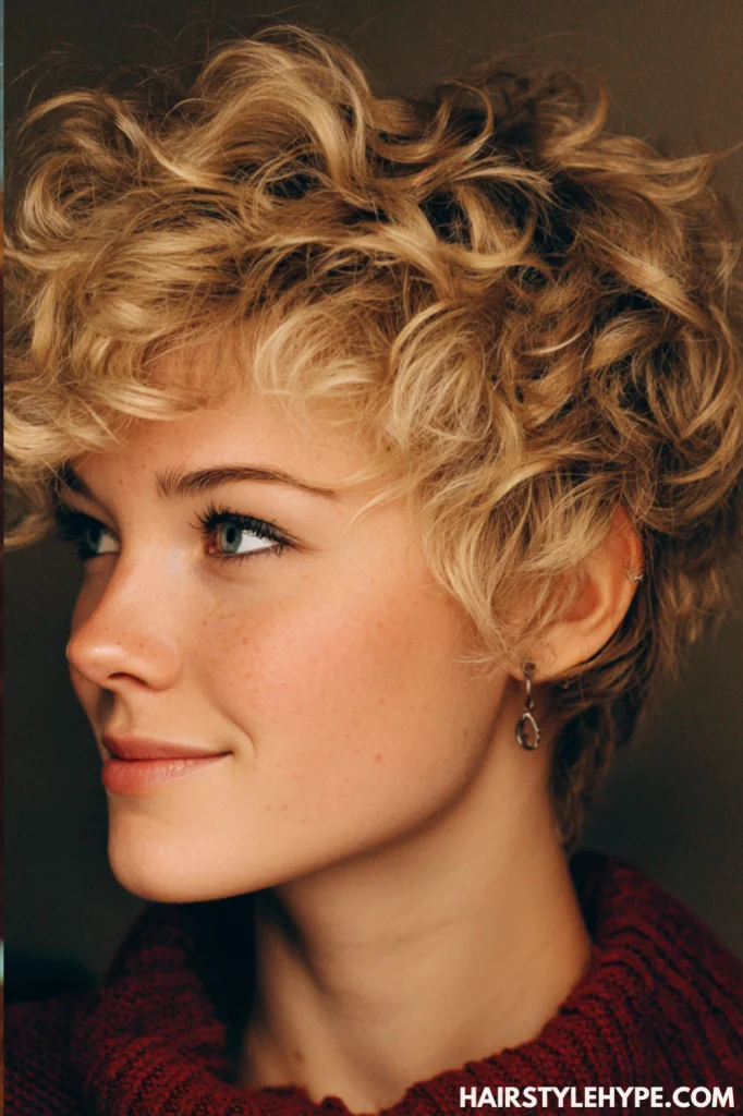 Curly Pixie for Round Faces