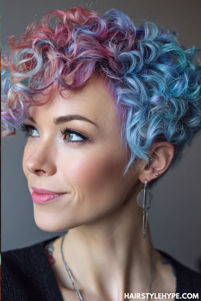Curly Pixie with Color Pops