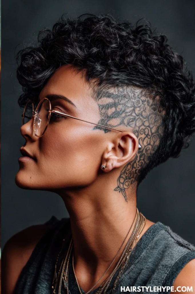Curly Pixie with Design Fade