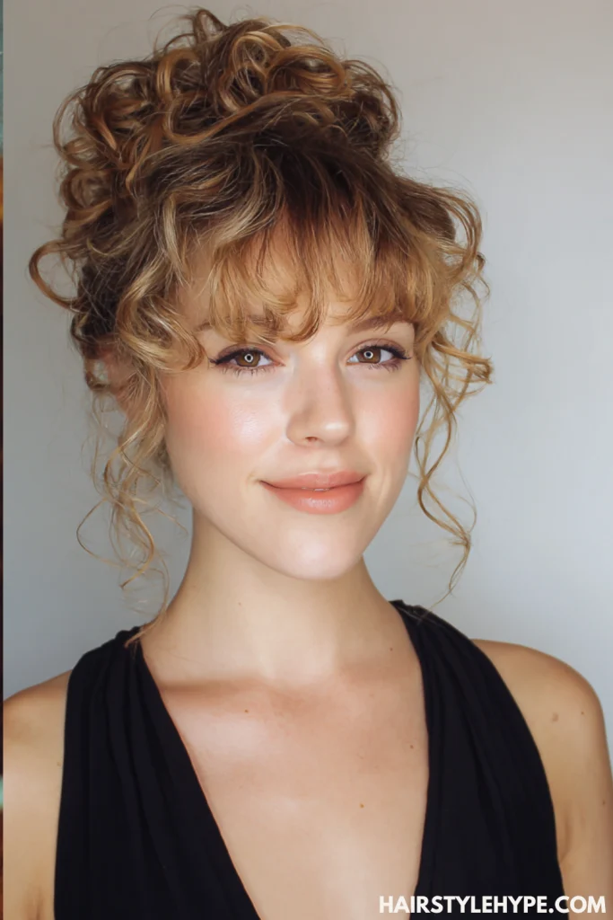 Curly Updo with Bangs