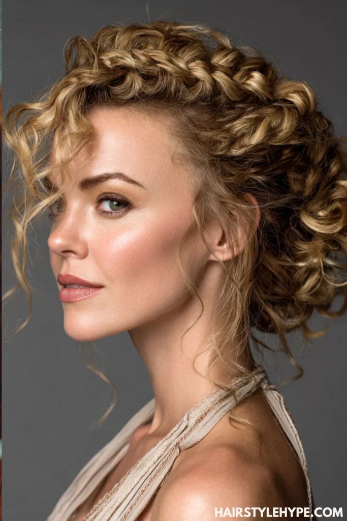 Curly Updo with Braided Sides