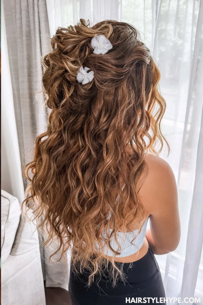 Half-Up Curly Bun