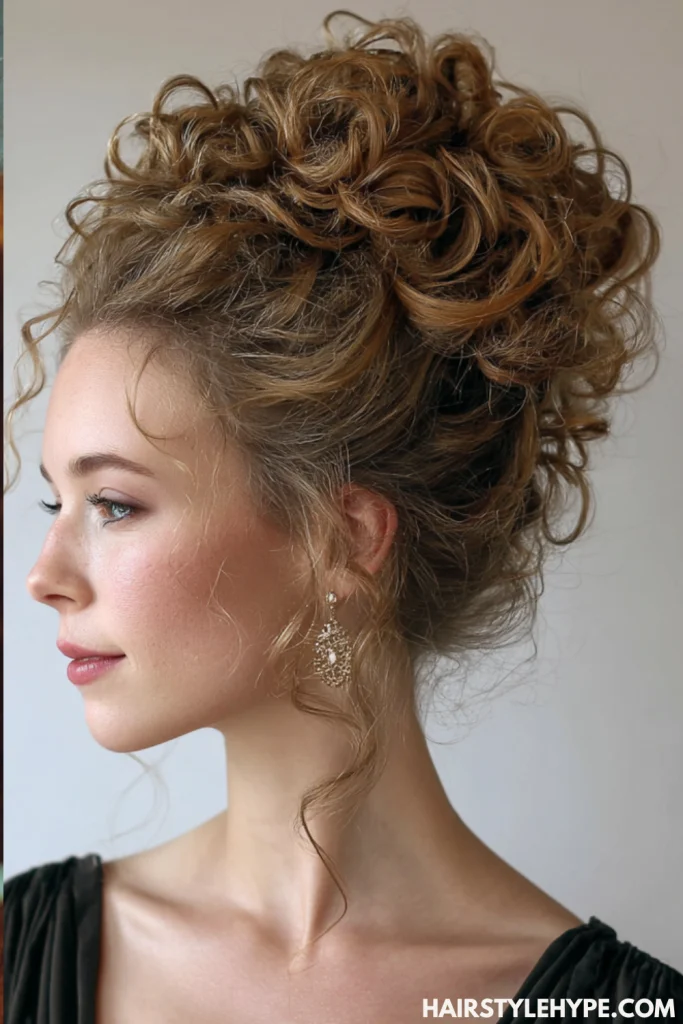 High Curly Bun Updo