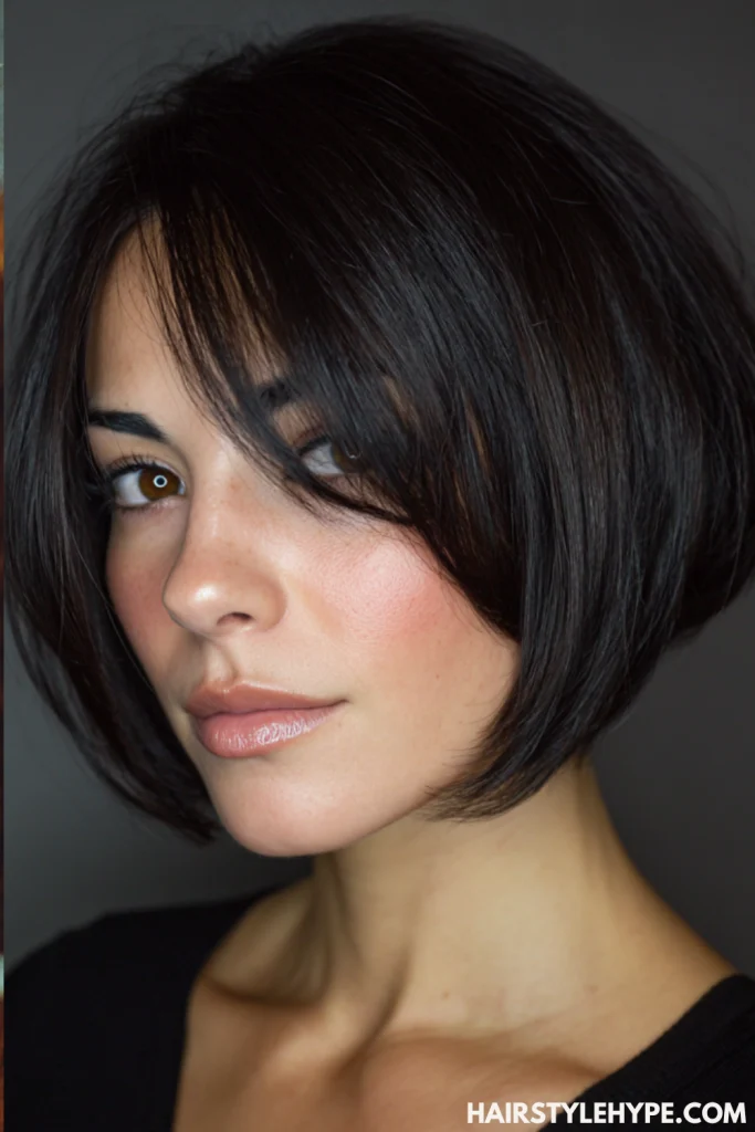 Kitty Cut Bob on Dark Brunette Hair