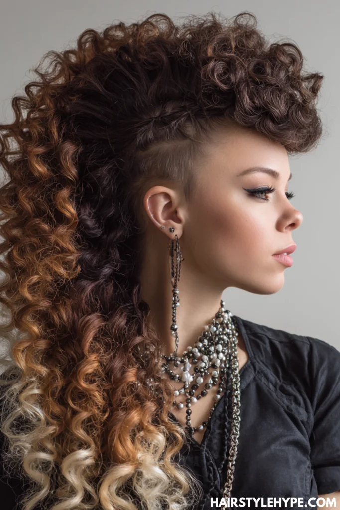 Long Curly Faux Hawk