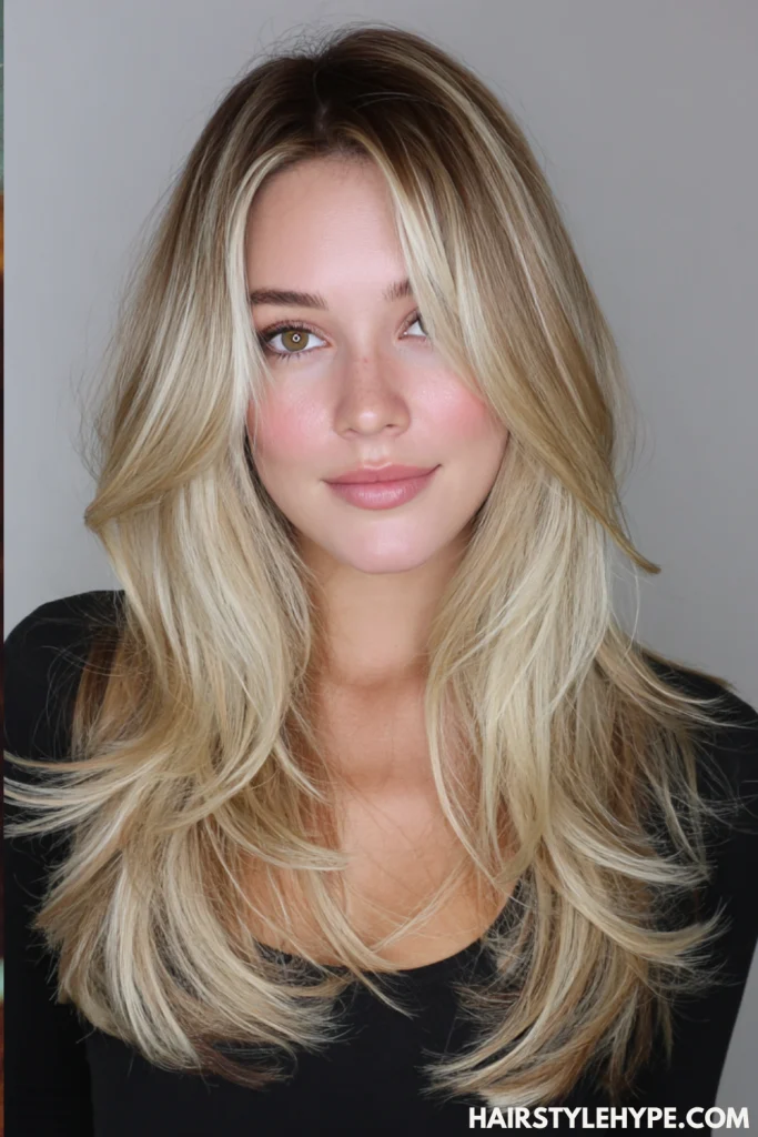Long Layers with Butter Blonde Tones