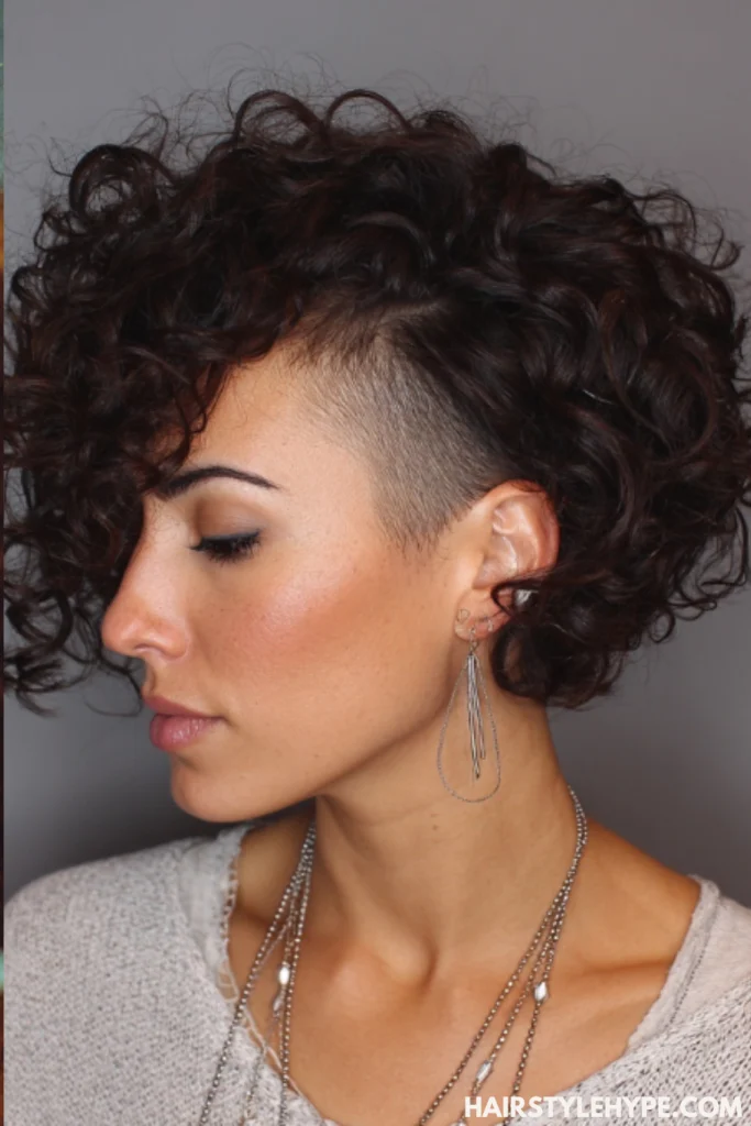 Mini Curly Bob with Side Shave
