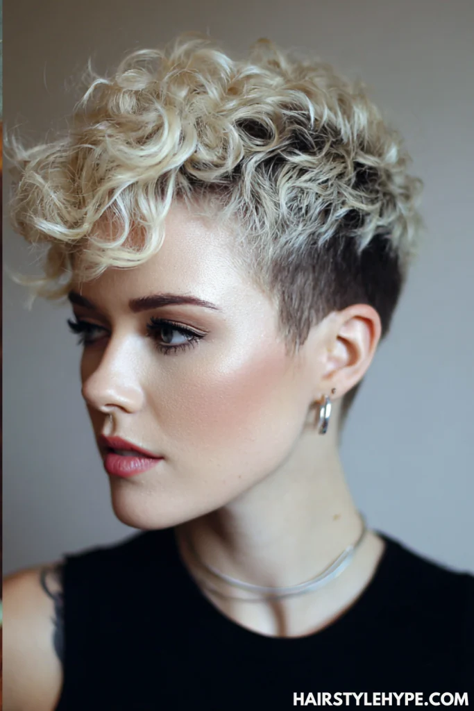 Pixie with Coily Top and Faded Sides