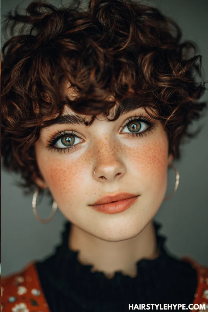 Pixie with Curly Bangs