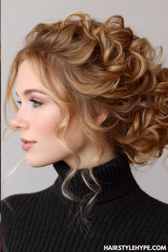 Romantic Curly Updo with Tendrils