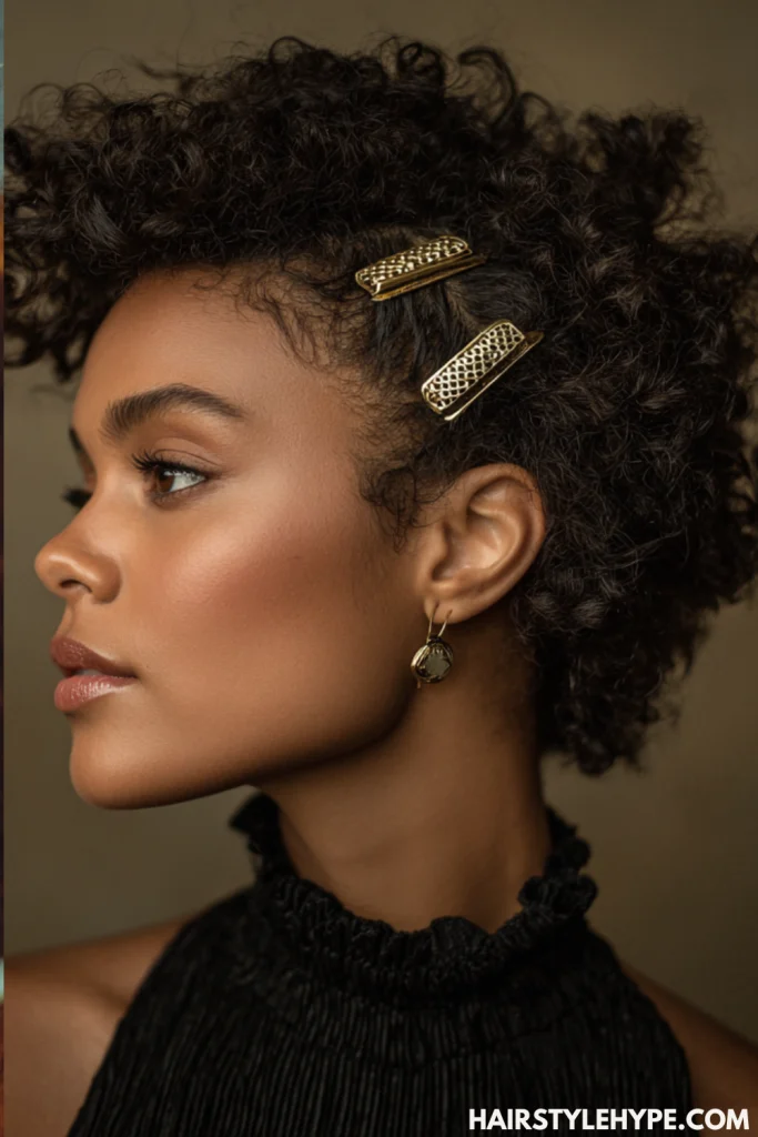 Short Curls with Barrettes