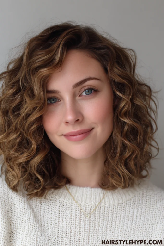 Shoulder-Length Curly Lob (Long Bob)