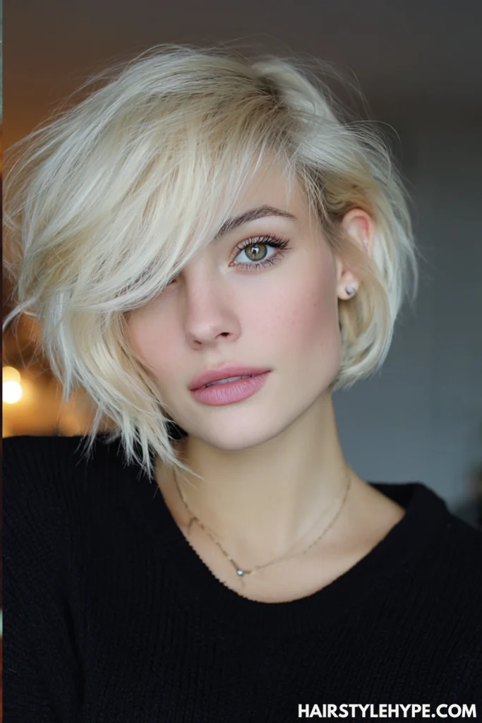 Side-Parted Butter Blonde Crop