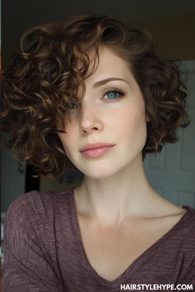 Side-Parted Curly Bob