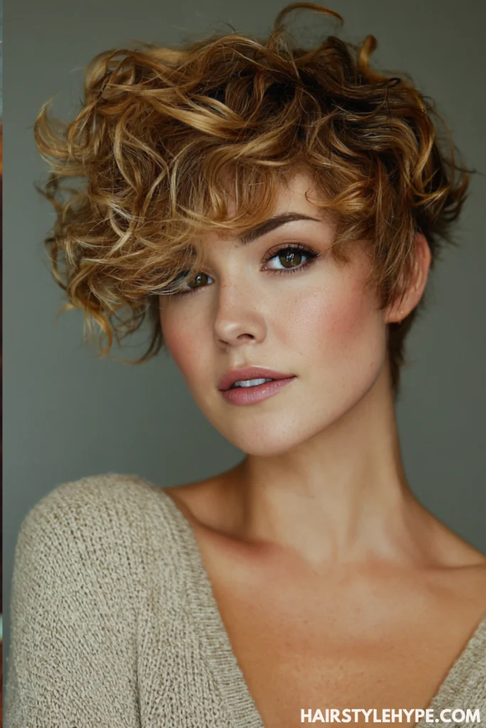 Side-Swept Curly Pixie