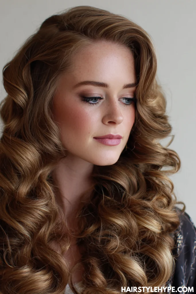 Side-Swept Long Curls