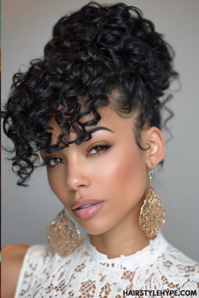 Sleek Curly Updo with Laid Edges