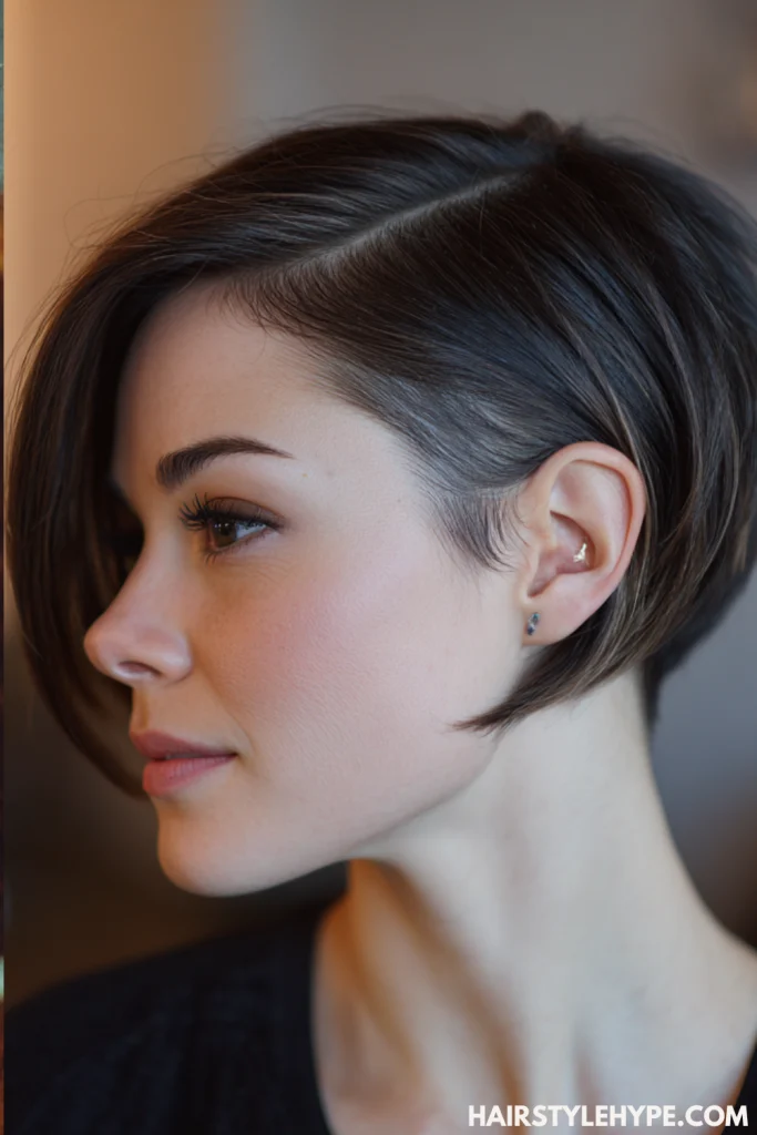 Sleek Kitty Cut with Side Part