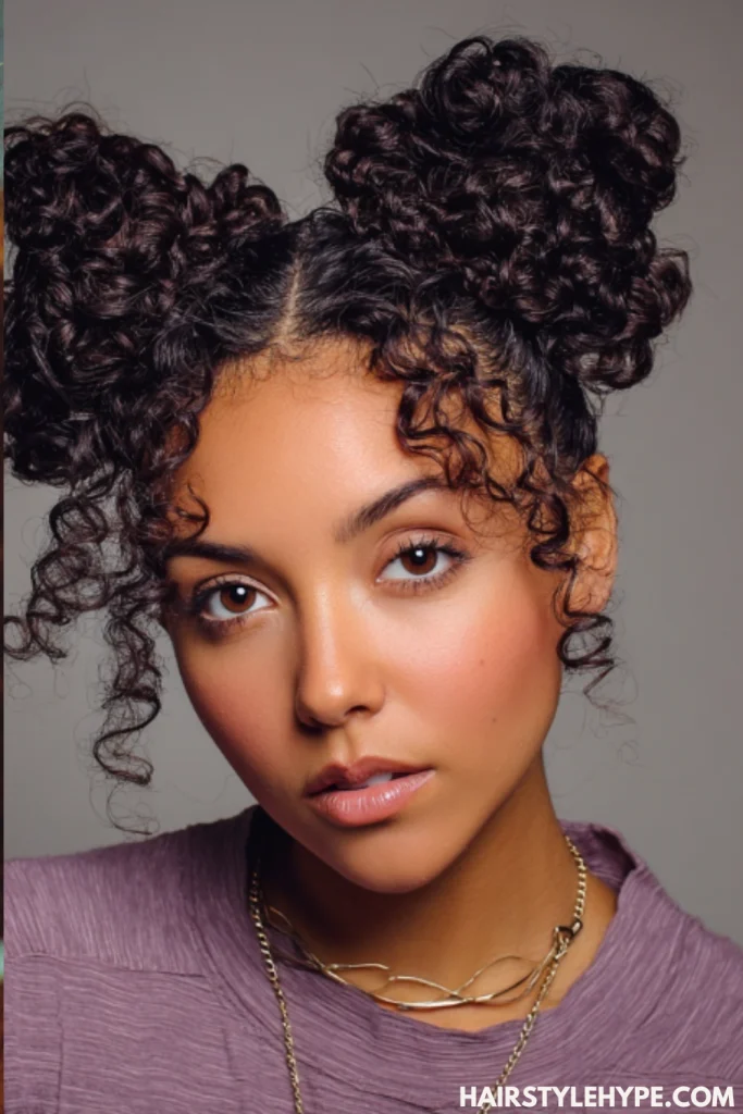 Space Buns with Natural Curls