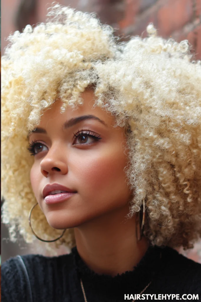 Tapered Butter Blonde Afro